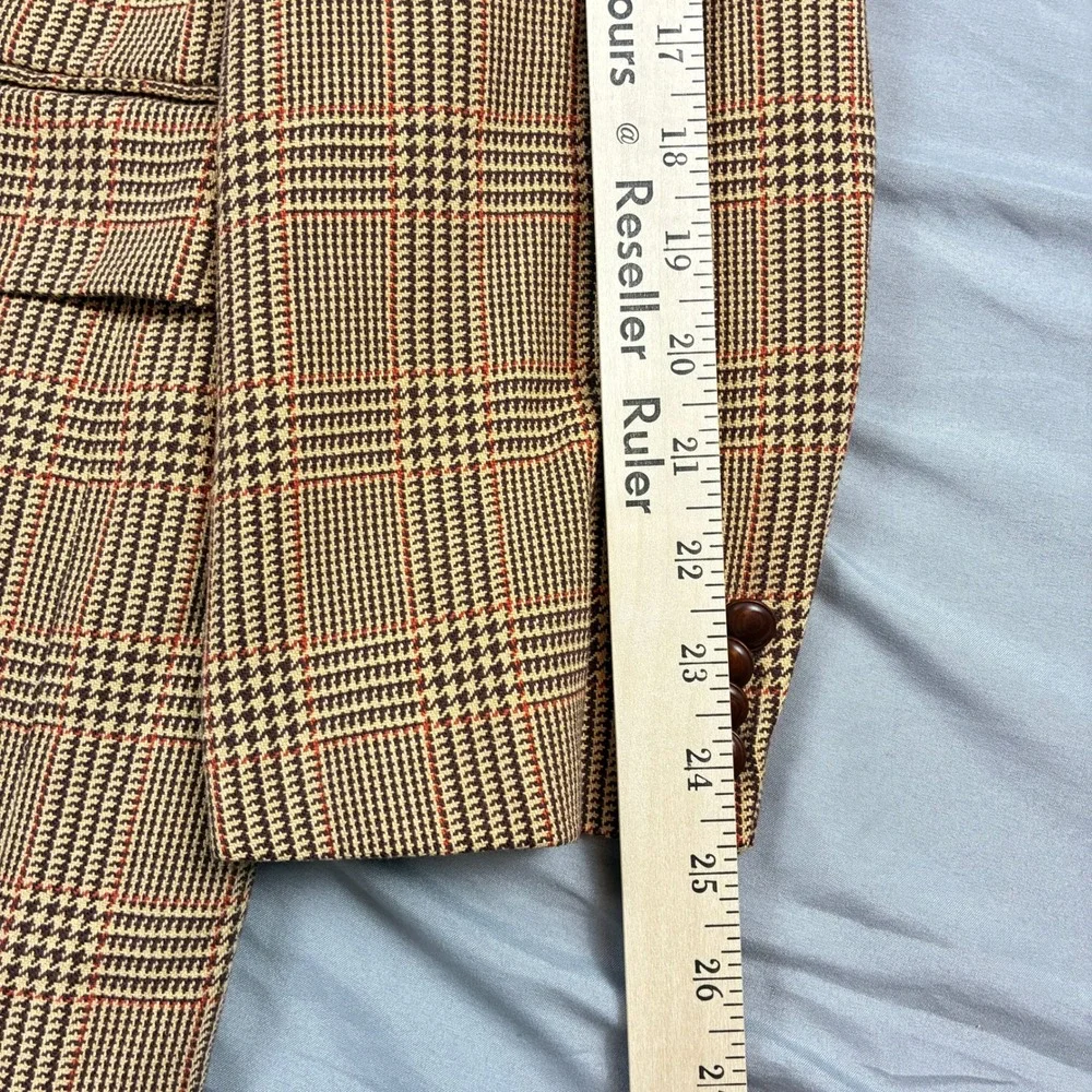 Made in Italy Cotton Mens Sport Coat Glen Plaid Tan Brown 40R (50IT) Guabello